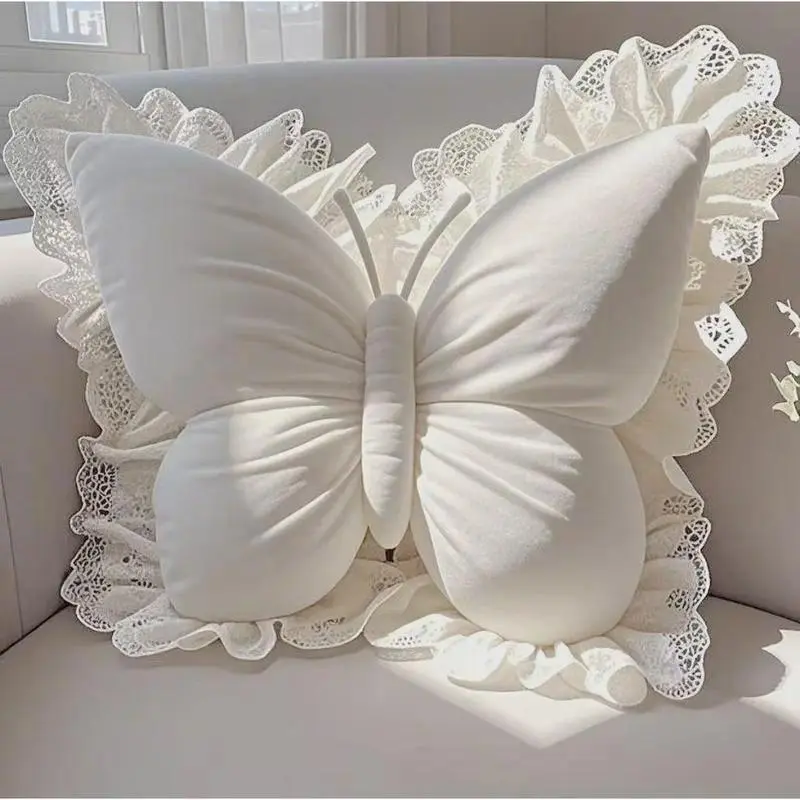 Butterfly-Shaped Lumbar Support Pillow - Soft Floral Decor Bedroom Living Room Office, Home Decor Items, Aesthetic Room Decor