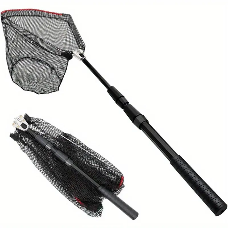 Aluminum Alloy Landing Net – 1PC Foldable Telescopic Fishing Net, Portable Collapsible Dip Net for Fishing, Lightweight & Durable Fishing Gear