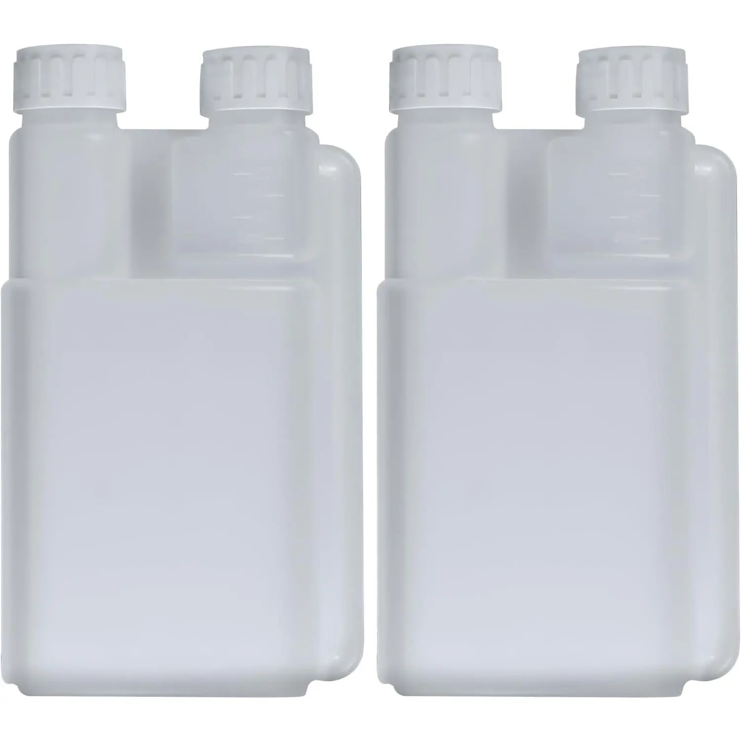 2-Pack Standard Squeeze Shot Bottle Set, Lightweight HDPE Portable Plastic Flask with 16oz Measuring Canister & 0.84oz(25ml) Shot Glass Chamber Dispenser for Bars, Travel