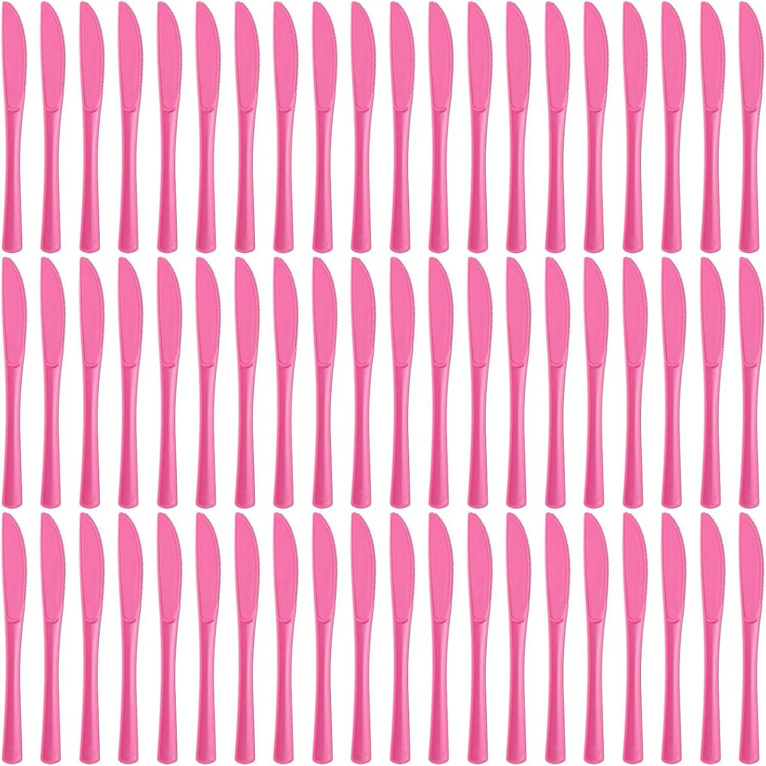 60 count Disposable Plastic  Cutlery Heavy Duty Dinnerware Solids Plastic Silverware Flatware for  Office School Party Picnics Restaurant Outdoor Events or Every Day Use (Rose Red)