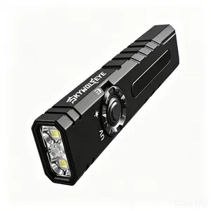 4-in-1 EDC Flat Flashlight 2200 Lumens, Rechargeable Pocket Light with 365nm UV Light, Green Laser, RGB Side Warning Light & Magnetic Tail, Smart Lockout Clip-on Flashlight for Camping, Dog Walking