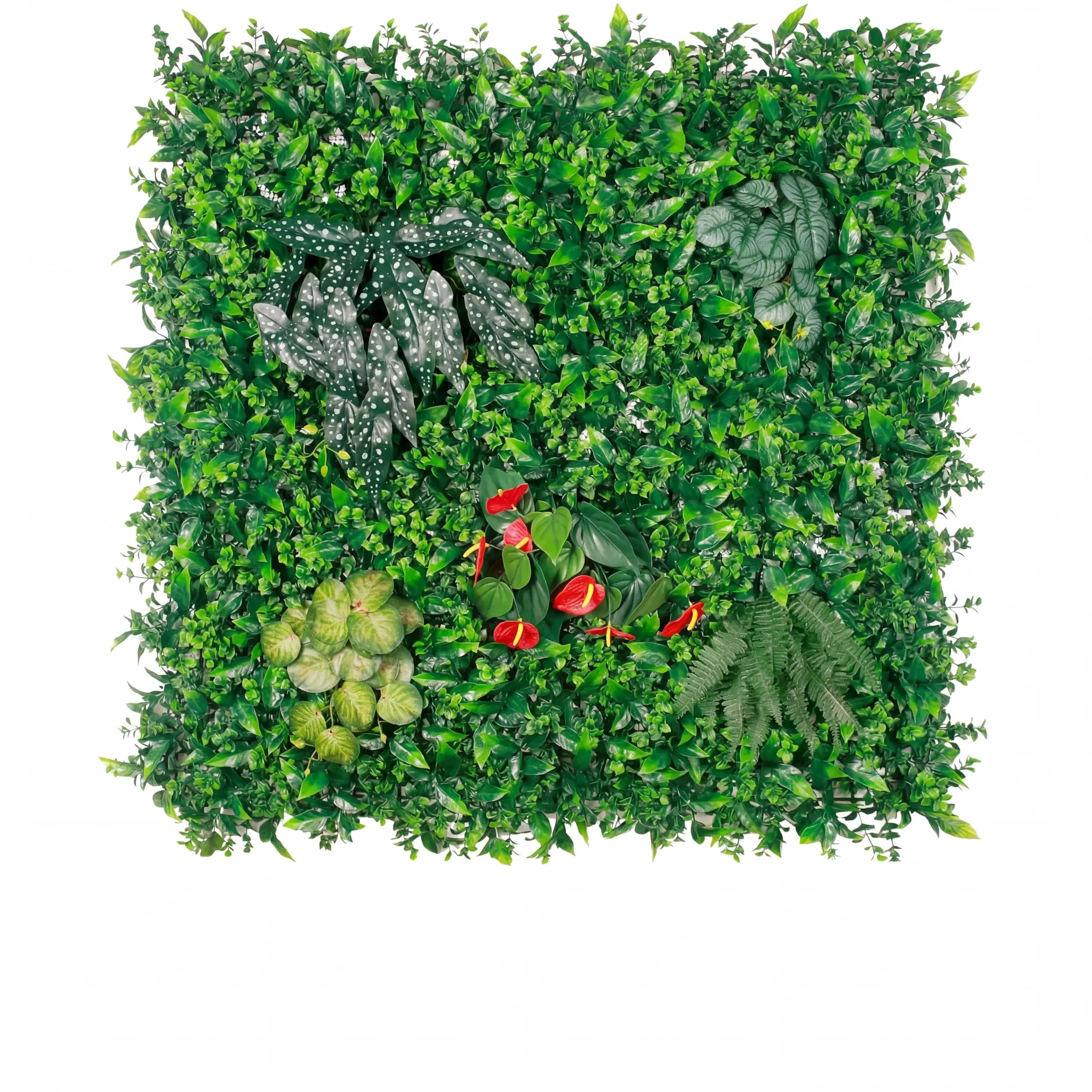 PE Plastic Artificial Hedge Panel (39.37" x 39.37") - Gap-Free, Mixed Greenery, UV Resistant, Fade-Proof, Eco-Friendly, Layered Durable Foliage for Home Decor Wall Privacy, Garden Fence Cover | Includes Zip Tie Set for Quick Hanging