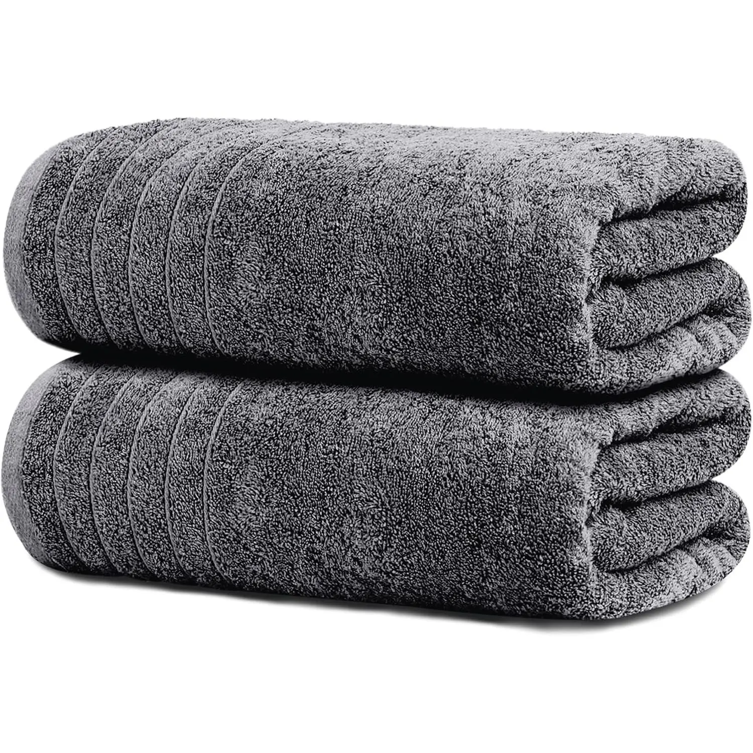 2 Piece Extra Large Bath Sheets 35 x 70 Inches, Dark Grey, Cotton, Larger & Lighter Weight, Quicker to Dry, Super Soft & Absorbent Oversized Bath Towels