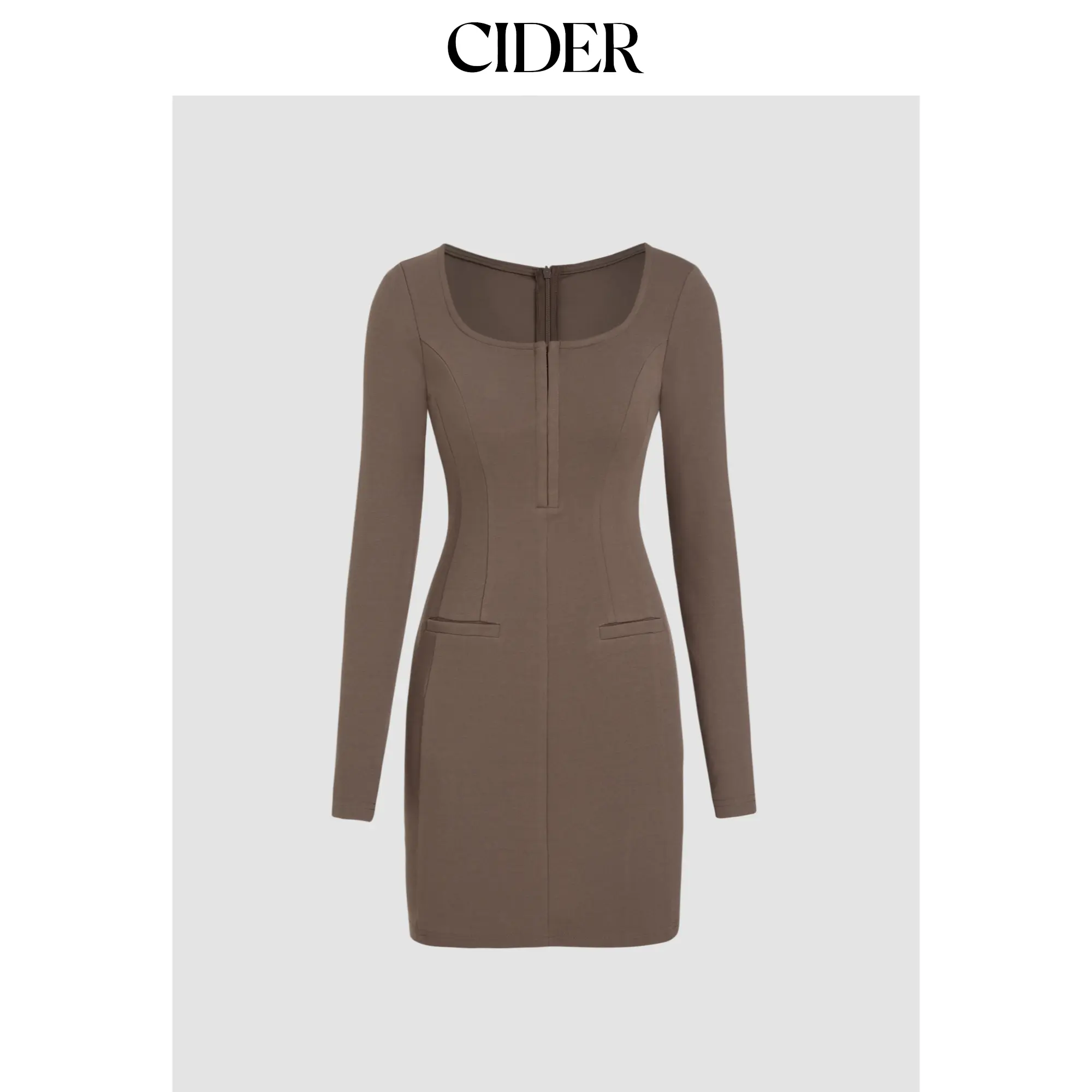 Cider [size 0-10] U-neckline Solid Zipper Mini Dress SummerFinds