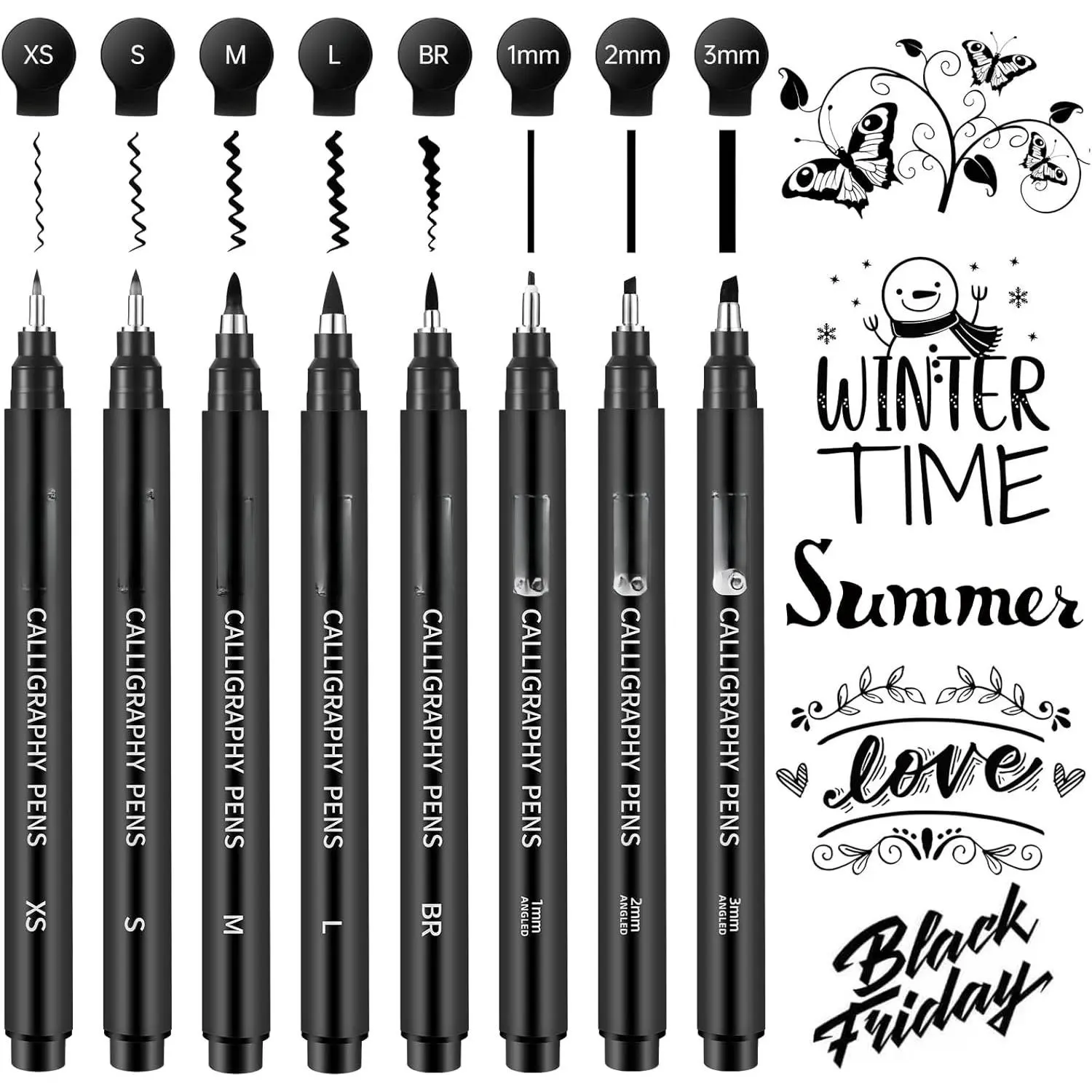Calligraphy Pen,Calligraphy Pens for Writing, Brush Pens Calligraphy Set for Beginners, Calligraphy markers, Black Archival Ink Pens,Hand Lettering Pen for Art Drawing, Sketching,Scrapbooking