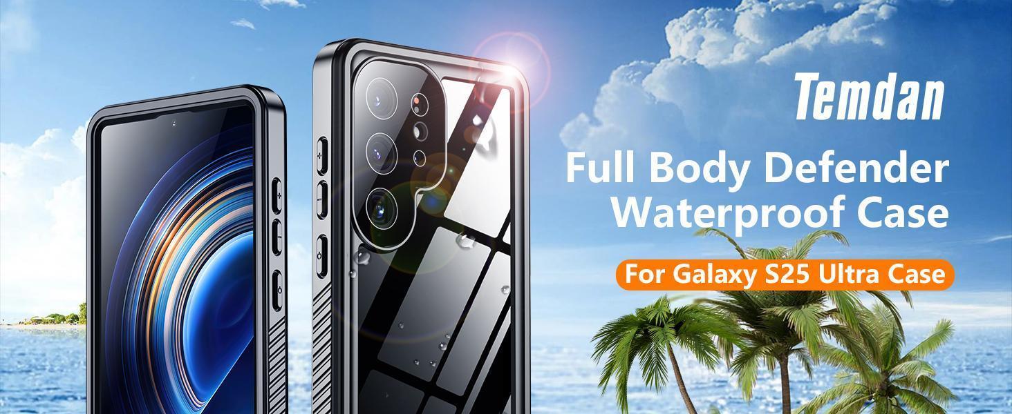 Temdan Designed for Samsung Galaxy S25 Ultra Case Waterproof, Built-in Lens & Screen Protector Military Grade Shockproof Dropproof IP68 Underwater Full Body Phone Case for Galaxy S25 Ultra 6.9"-Black