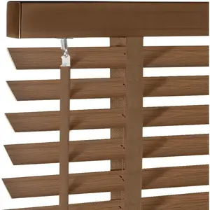 2" Cordless Solid Wood Blinds for Indoor Window 21.5" W x 36" H Real Wooden Blackout Blinds Horizontal Shutters Easy to Install for Home Interior Windows Walnut