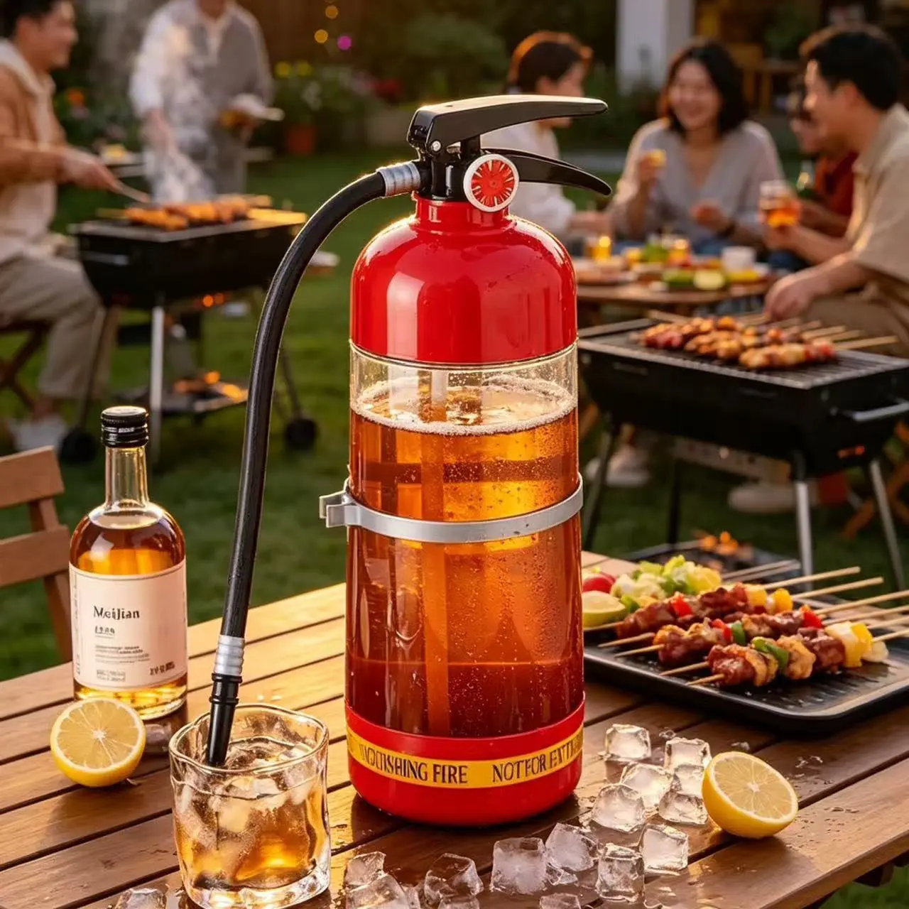 Large Capacity Fire Extinguisher Beer Cannon, Creative Beverage Bucket and Beer Dispenser for Parties, Ktv, Outdoor BBQ, Bars, Restaurants