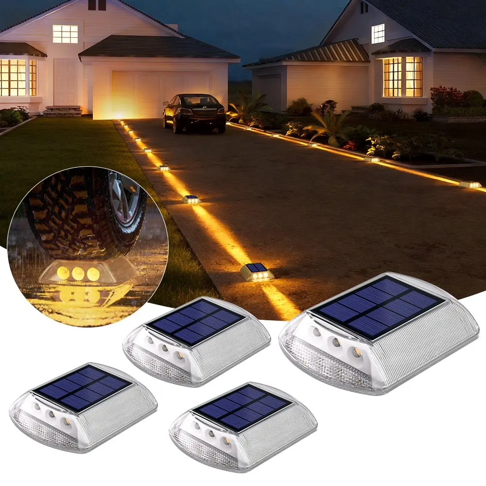IP68 waterproof outdoor lighting solar powered step lights with auto solar charging during the day and  lighting at night. LED outdoor stairs steps fences courtyards terraces pathway fence solar lights make the environment brighter, romantic comfortable