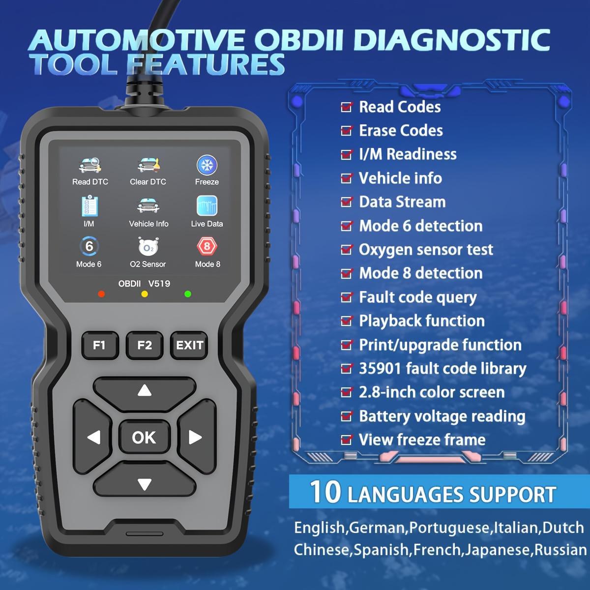 Professional OBD2 Diagnostic Scanner Tool, Car Engine Fault Detector, Car Code Reader, Battery Tester, OBD2 Diagnostic Scanner Tool, Automotive Scan Tool