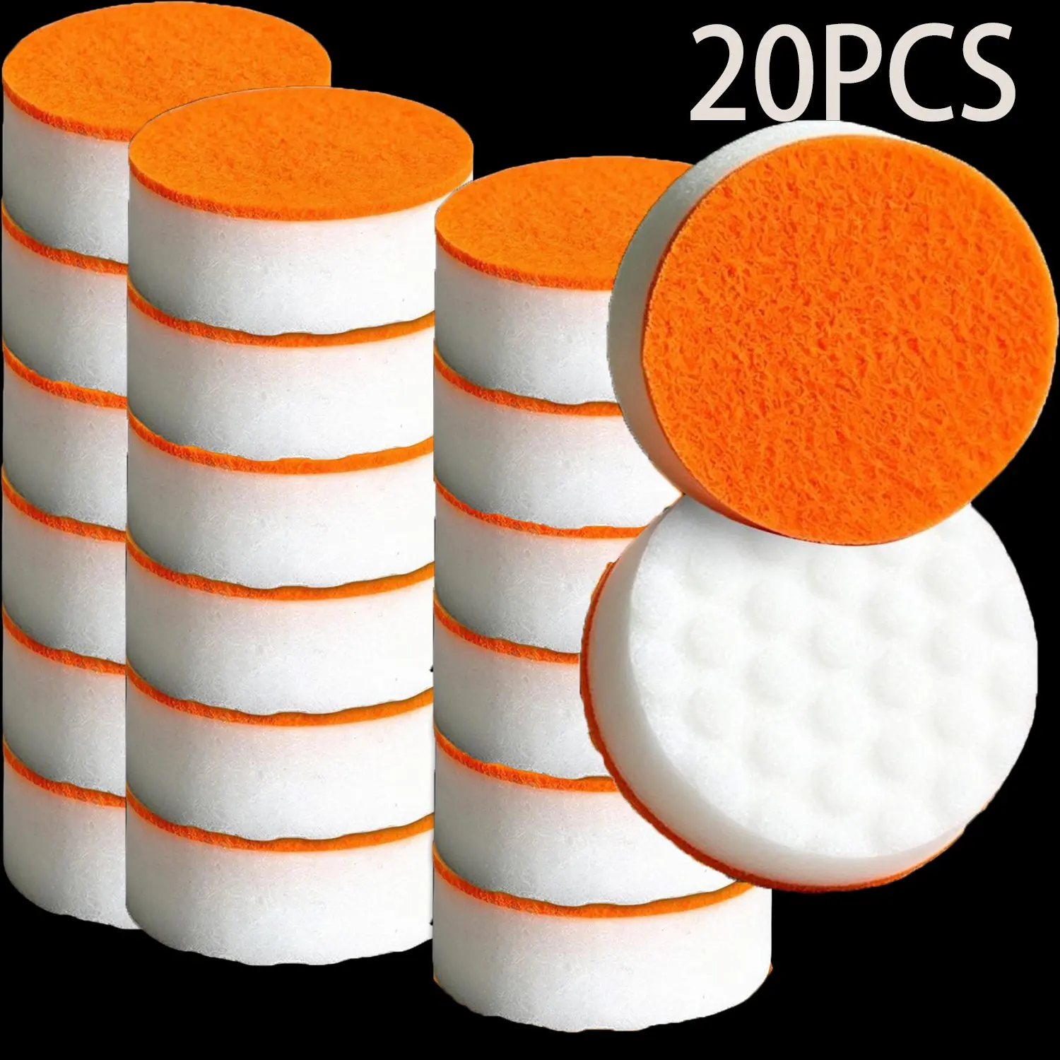 20pcs Round Dual-Sided Sponge Pads, Nano Sponge, Compressed Sponge, Strong Cleaning, High Absorbency, Portable, Home Use