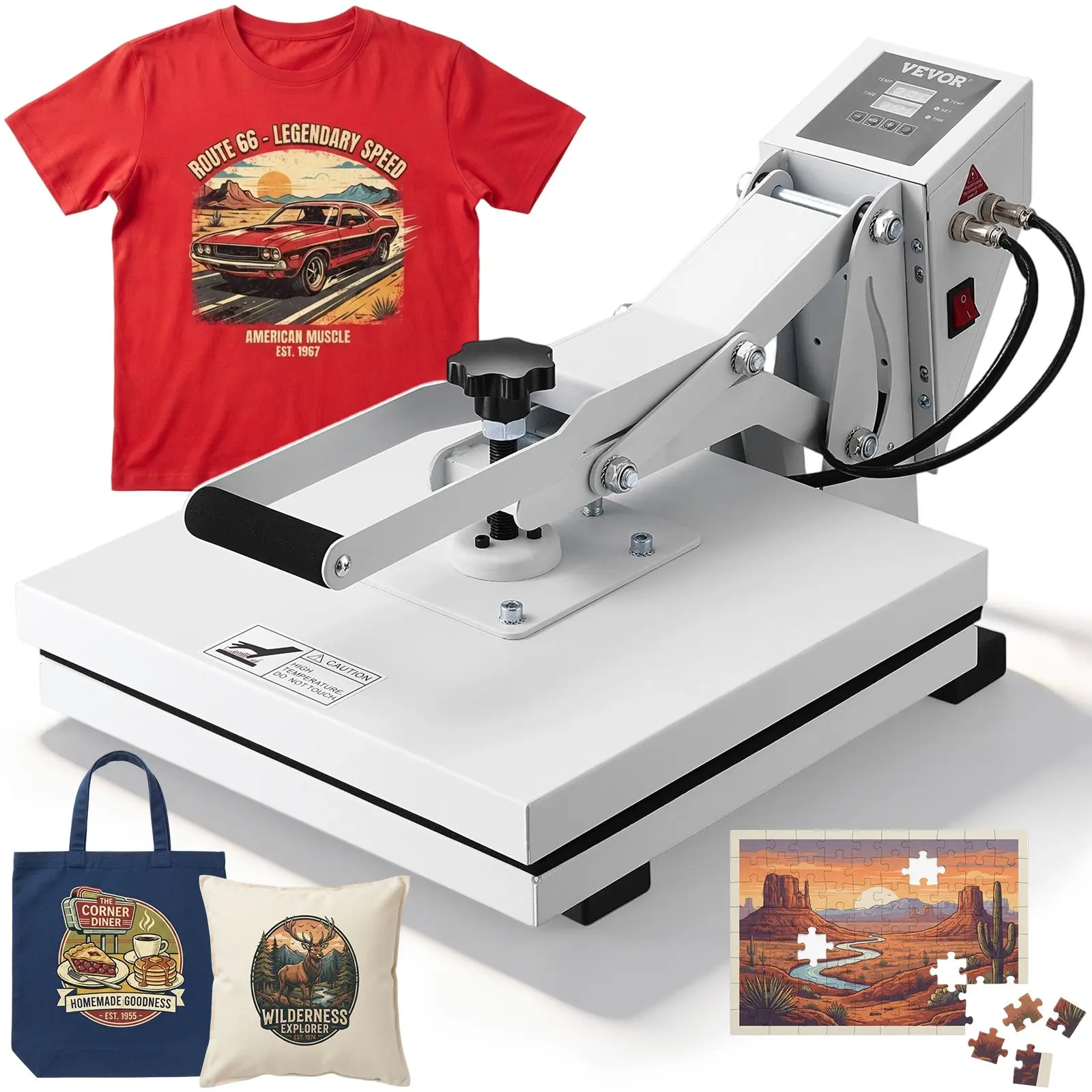 【toolupgrade】VEVOR 15x15 Heat Press Machine for T-Shirts, Fast Heating, High Pressure, Digital Industrial Sublimation Printer for Heat Transfer Vinyl, Easy-to-Use, White