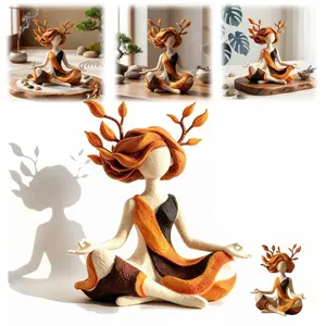Inner Harmony Sculptural Figurine - 6.5in Abstract Meditation Statues and Yoga Figurines for Home Decor, Hand Painted Resin Artistic Sculpture for Living Room, Bedroom, Desk, Relaxation Gift