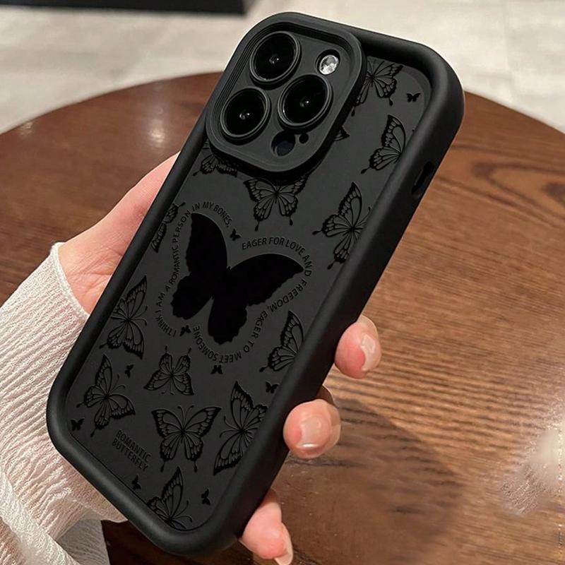 Butterfly Pattern Phone Case, Decorative Phone Protector Cover, Anti-drop Cellphone Protective Case, Shockproof Mobile Phone Accessories Smartphone Compatible with iPhone Series