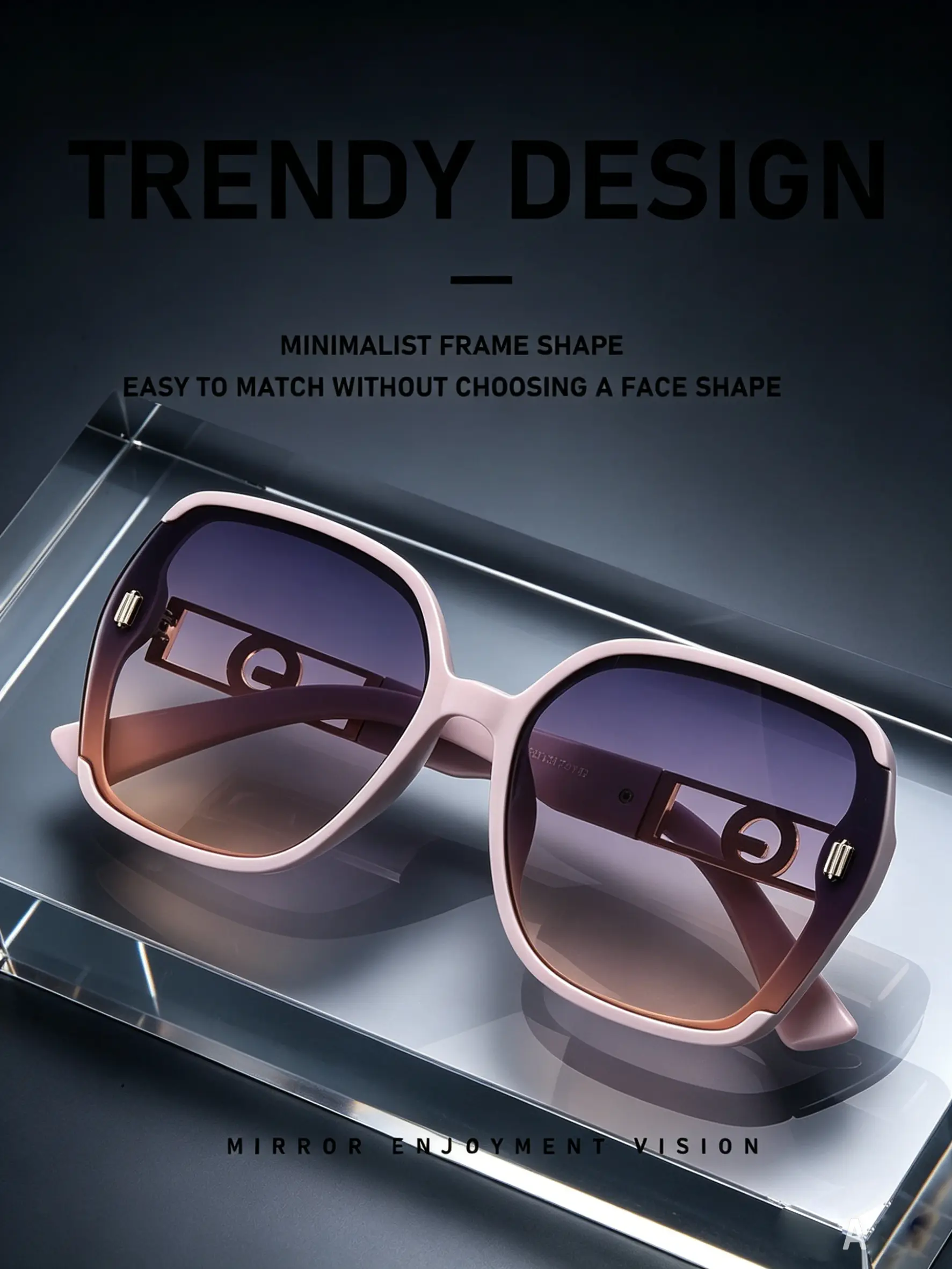 2 Pcs Oversized Square Gradient Lens Sunglasses For Women Metal Rhinestone Logo Temples UV400 Protection Fashion Large Frame Shades For Driving Beach Travel Daily Party Gift