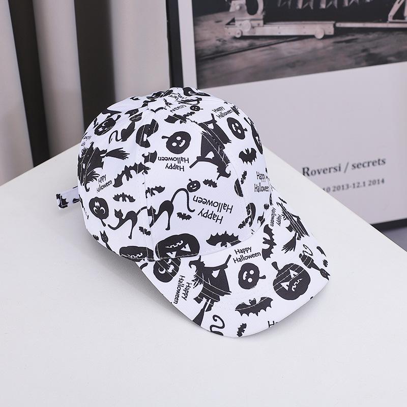 New cross-border Halloween baseball cap, outdoor casual sun hat for women, fashionable and versatile, popular printed duckbill cap