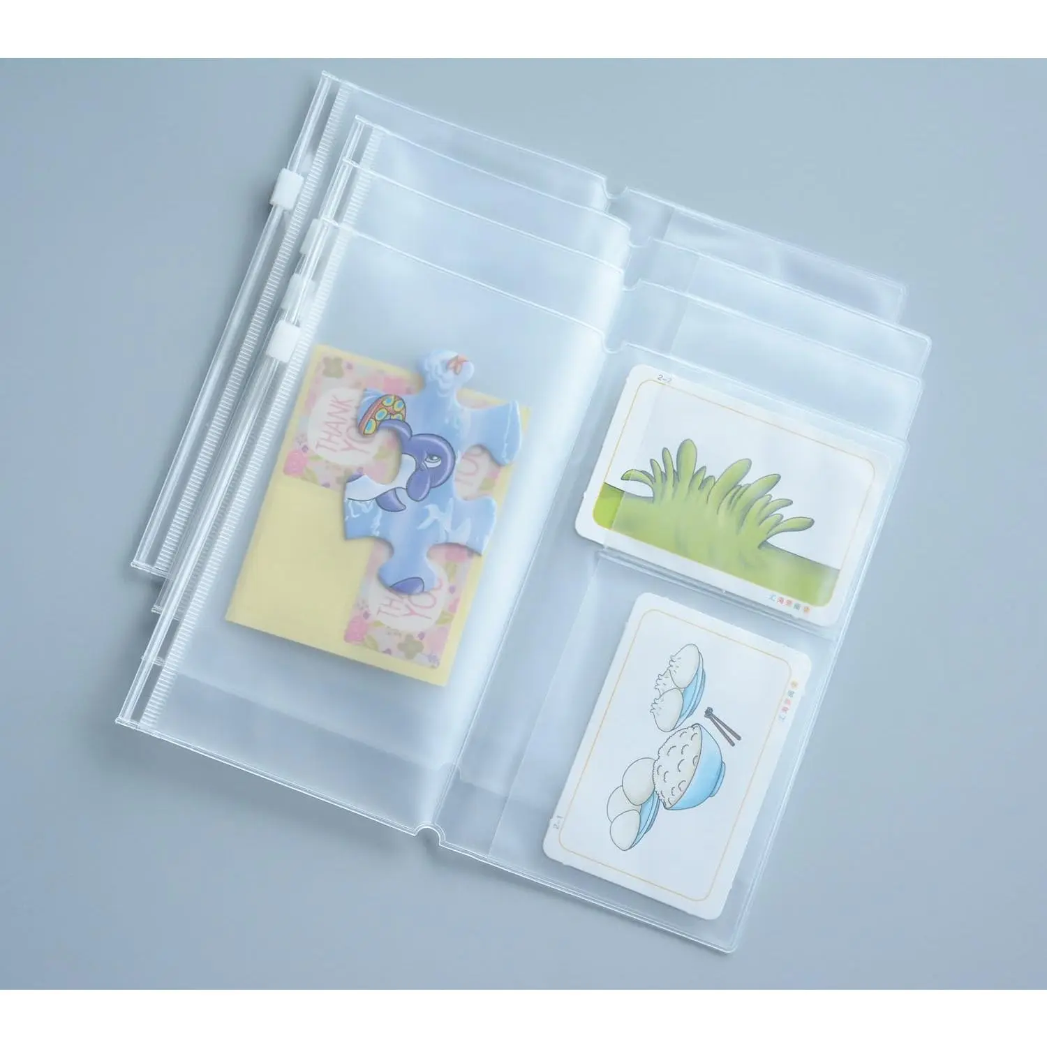 Set of 4 Zipper Pocket Refill Pack Plastic Clear Inserts Pouch for Notebook, Journal, Planners (Personal Size)