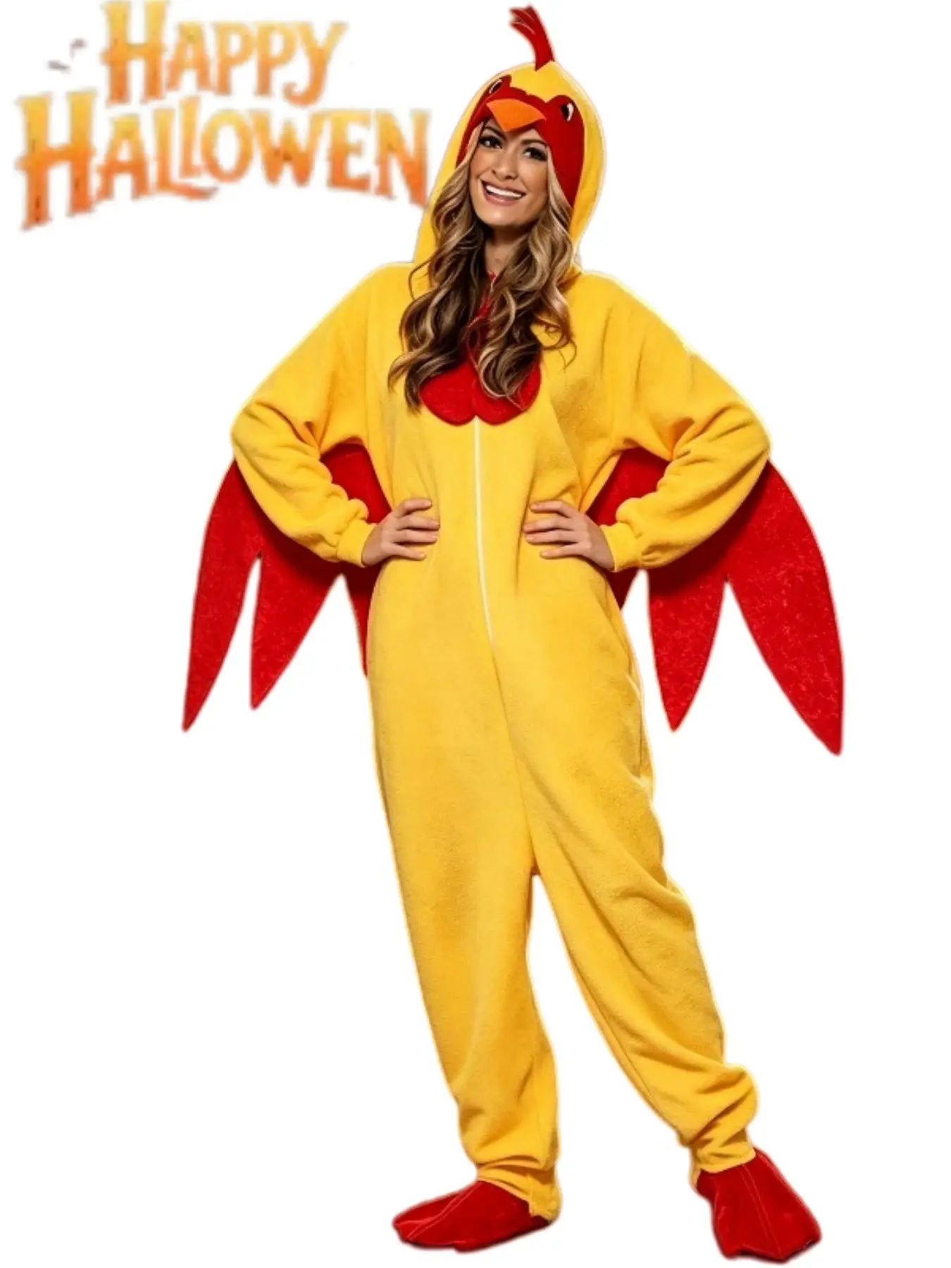Unisex Rooster Chicken Costume Novelty Animal Jumpsuit for Halloween Cosplay or Themed Party Dress Up Clothes
