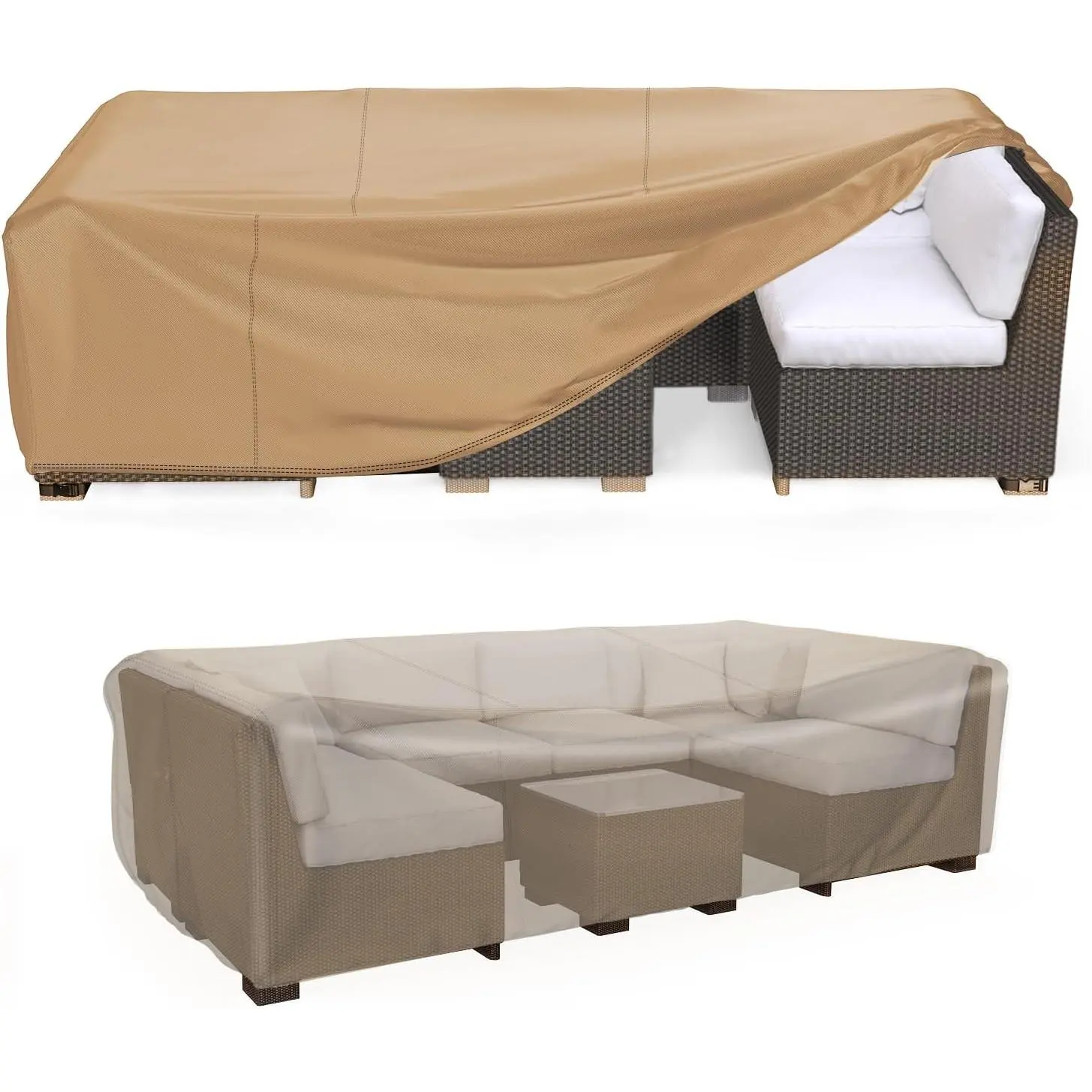 Heavy Duty Patio Furniture Covers, Outdoor Furniture Covers Waterproof Sectional Sofa Set, Patio Table and Chair Set Cover 98" L×78" W×30" H,Brown