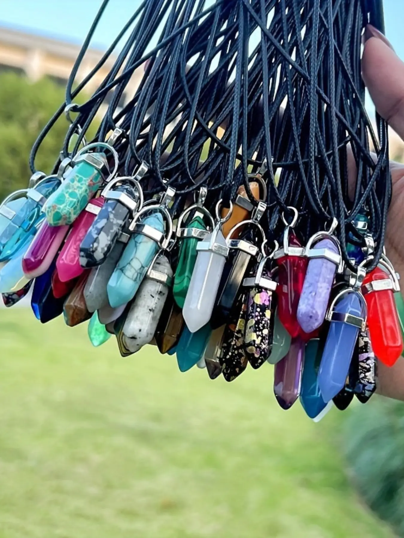 60-Piece Set Hexagonal Glass Charms and PU Rope, Random Colors, DIY Jewelry Making Kit, Multifunctional Necklace Accessories, Crystal DIY Charms