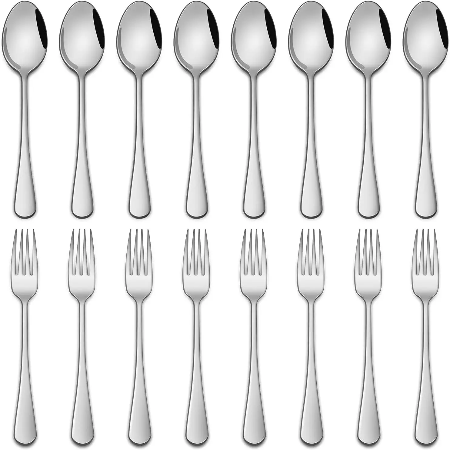 Salad Forks And Teaspoon,6.7 Inches Stainless Steel Dessert Spoons And Forks,Set Of 16 Dishwasher Safe Silverware Fork And Spoon For ,Restaurant