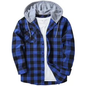 Men's Flannel Shirt-Casual Streetwear Plaid Jacket Oversized Hoodie Shacket for Fall Stylish Summer Wear Breathable Athletic Sweatshirts