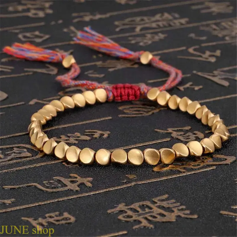 Handmade Beaded Bracelet with Pure Copper, Colorful Textured Rope String Jewelry for Men & Women, Adjustable to Attract Luck (16-26cm), String-Based Bracelets & Bangles, Textured Rope Bracelets & Bangles