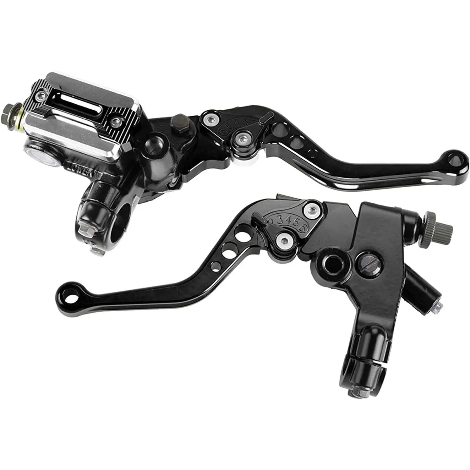 CNC Universal Motorcycle 7/8" 22mm Handlebar Brake Master Cylinder Clutch Lever Set, Left & Right, Adjustable Reach, Aerospace Grade Stainless Steel, Chrome Silicon Cantilever Springs, Corrosion Resistance for Honda Kawasaki Suzuki Yamaha, Beautiful Shiny
