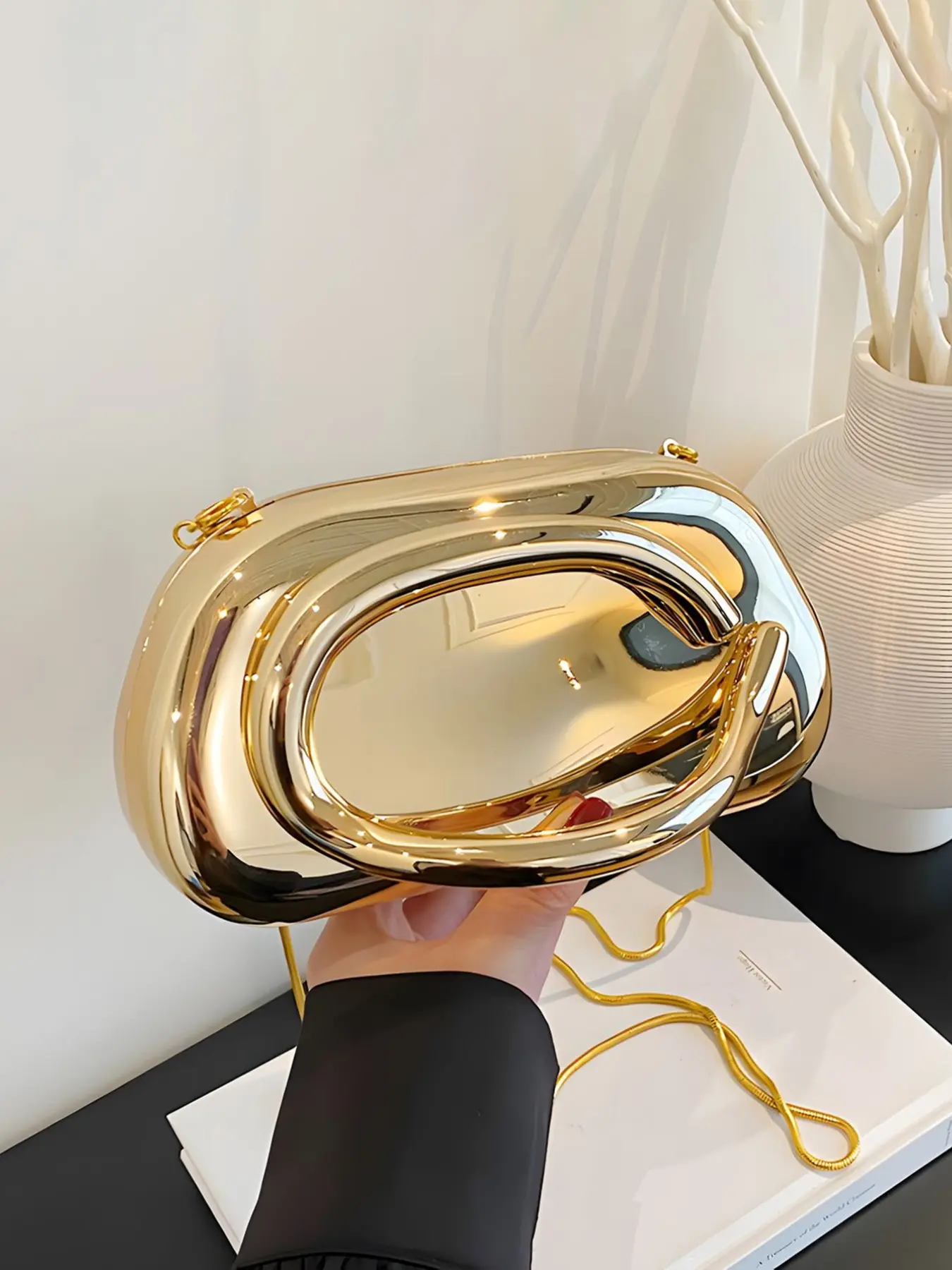 Women's Elegant Chain Strap Evening Bag, ExquisiteTrendy Clutch Bag, Clutch Purse, Fashionable Bag for Party Decoration，Christmas Gift, Valentine's Day Gift, Ideal Gift, Elegant Stylish Purse