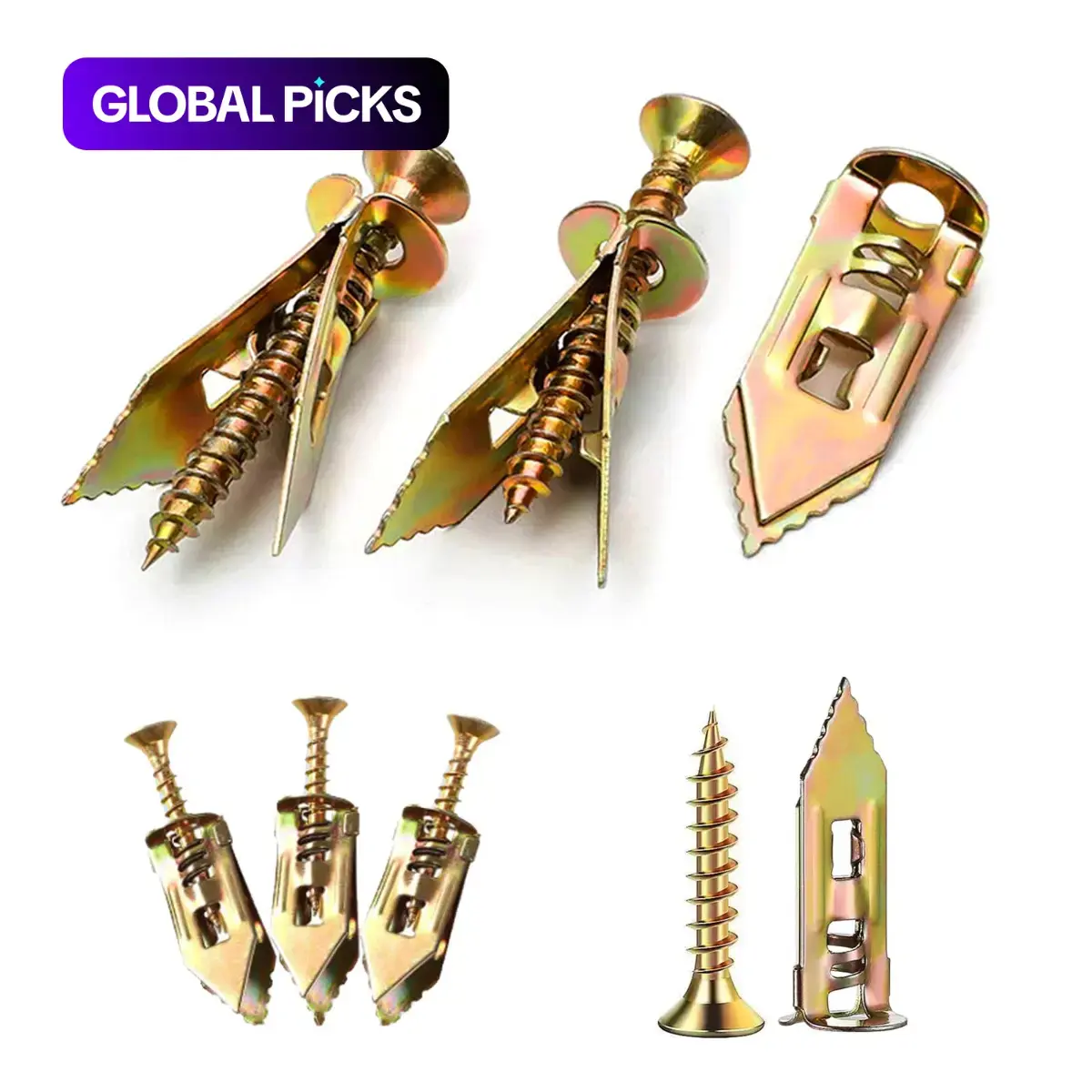 Self-Drilling Plasterboard Anchor & Screw Kit, Drywall Anchors with Flat-Head Screws for Hollow Walls, TVs, Bicycles and Cabinets, Fixing Accessories, Drywall Accessory #GLOBAL PICKS