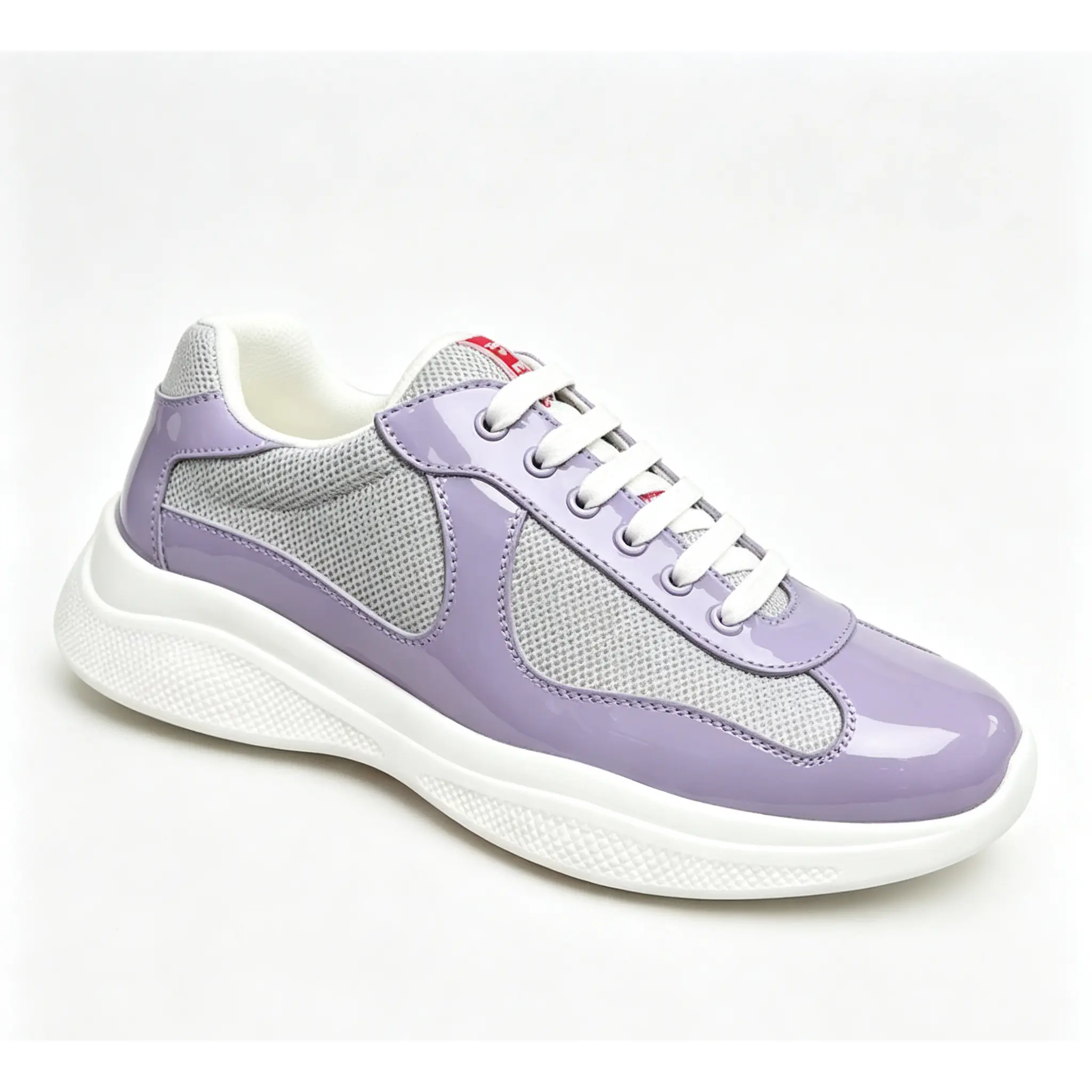 Trendy Gloss Patent Leather Mesh Spliced Platform Sneakers For Men Women, Cushioned Thick Sole Low Top Walking Trainers, Breathable Lace Up Fashion Casual Running Shoes Various Colors