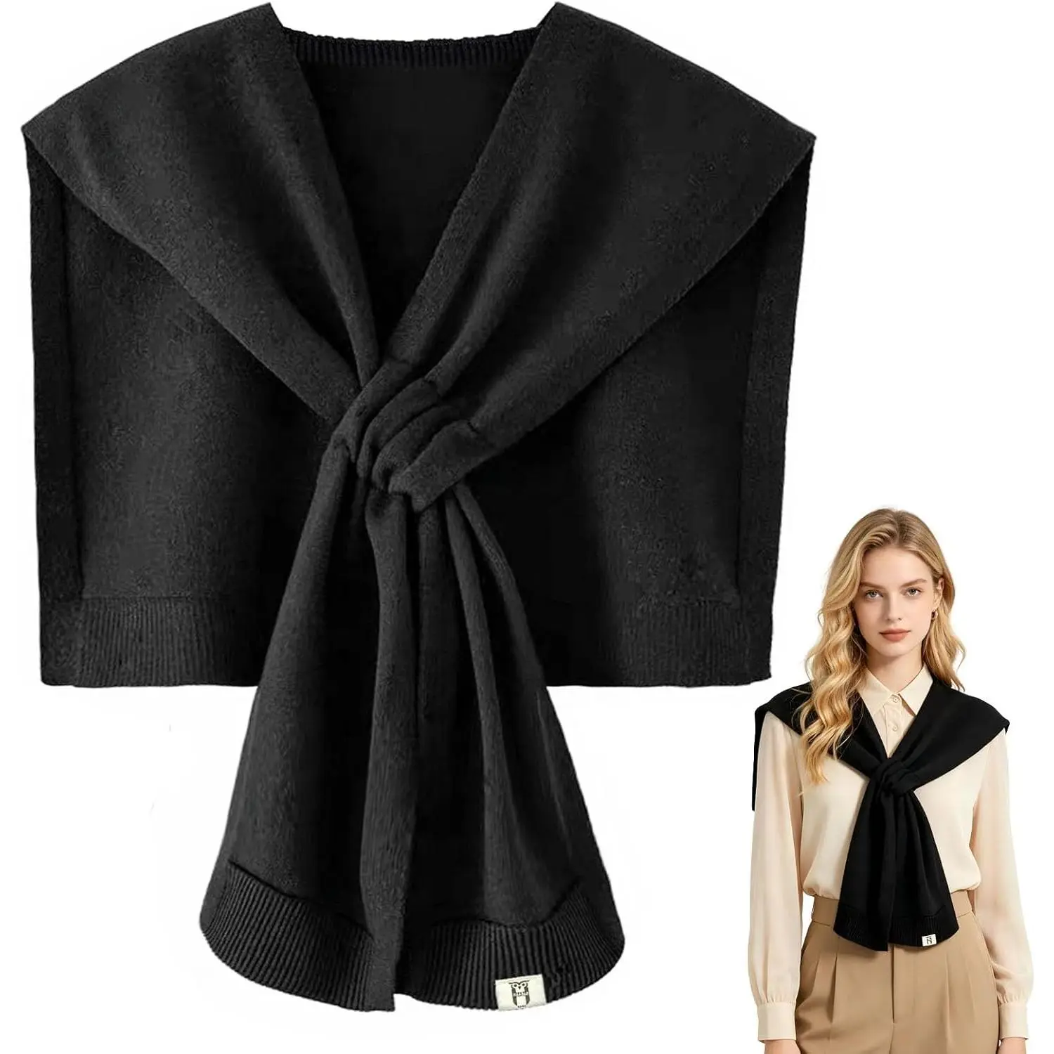 Women's Fashion Knitted Shawl - Khaki Sweater Shawl for Air-Conditioned Rooms