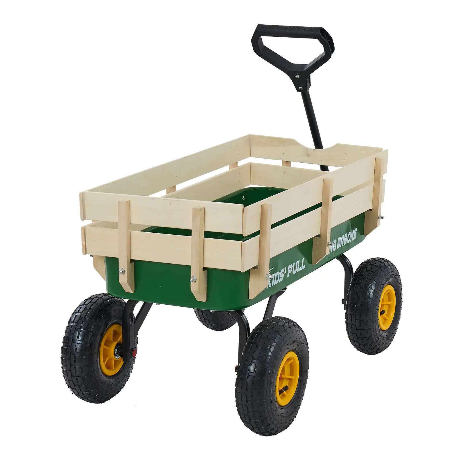 Pull-Along Wagon for Kids, 39 in Toddler Wagons with Foldable Wooden Panel & Handle, Supports up to 551 lbs, 10" All-Terrain Tires, Utility Wagon Cart Birthday Present for Kids Gardening Beach