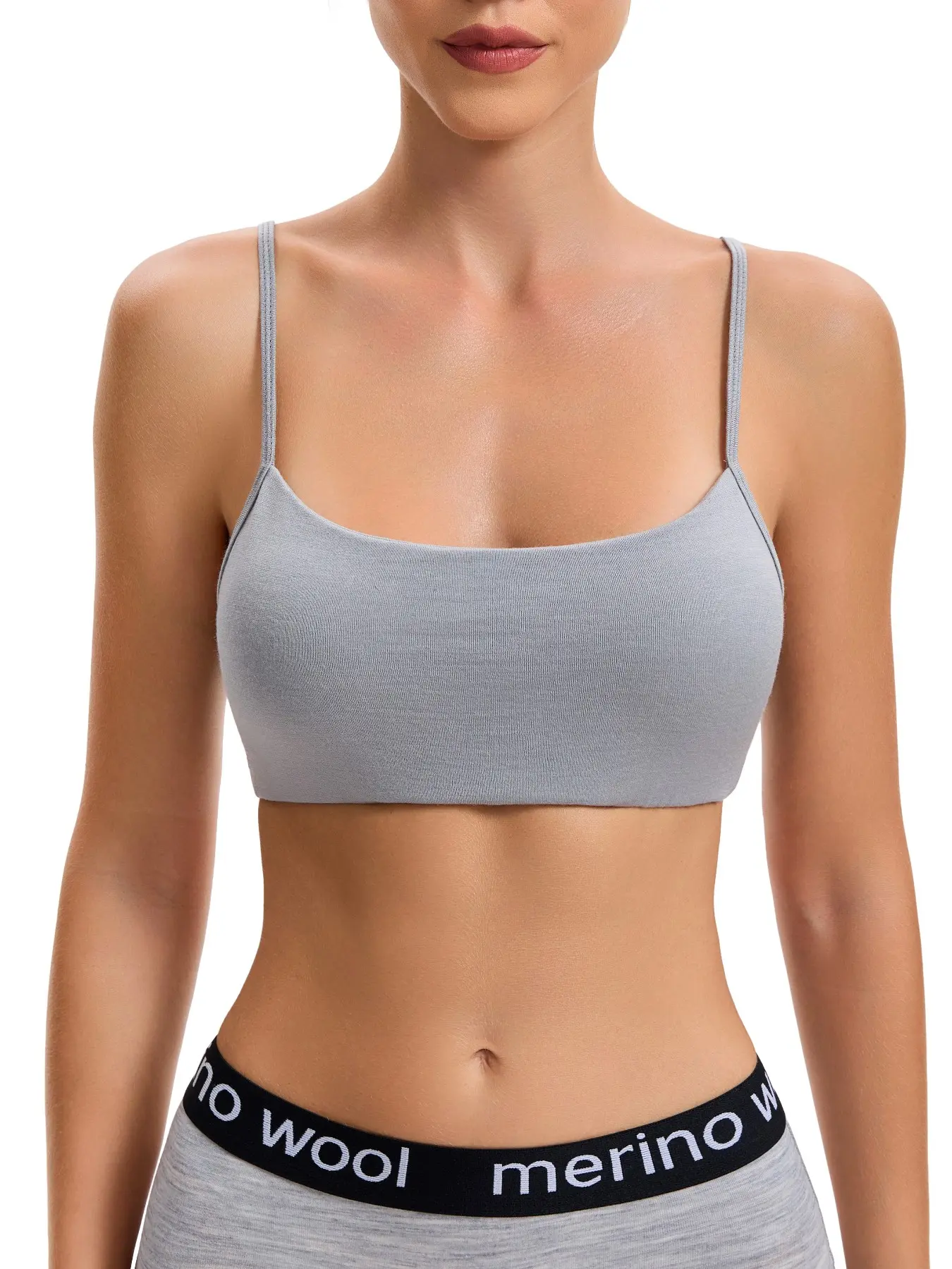 Women's 100% Merino Wool Bra, Breathable Sport Bra, Adjustable Straps, Detachable Cups, Buckleless, Lined, Min Support