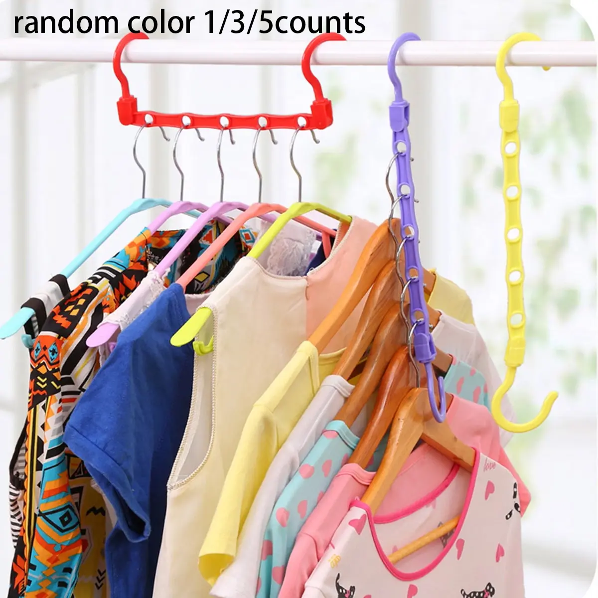 Multifunctional Non-Slip Windproof Clothes Hanger Set, Creative 5-Hole Magic Hanger for Closet Space-Saving and Drying Rack