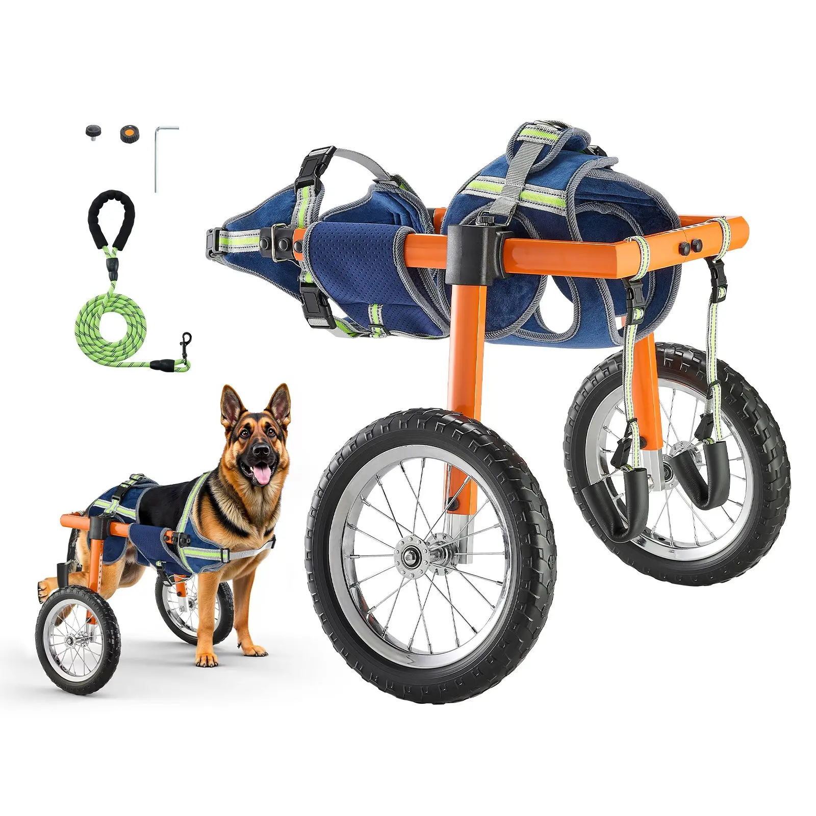 Dog Wheelchair for Back Legs, Lightweight 2 Wheels Pet Wheelchair, Height, Width Length Adjustable, Dog Cart with Shock-Absorbing Wheels, for Injured, Disabled Dogs 48-88 lbs, Large