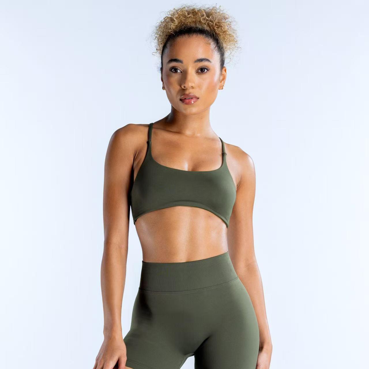 Women's Seamless Open Back Yoga Sports Bra Set Racerback Fitness Tank Top & High Waisted Leggings, Gym Activewear 2 Piece Women's Seamless Open Back Yoga Sports Bra Set Racerback Fitness Tank Top & High Waisted Leggings, Gym Activewear 2 Piece