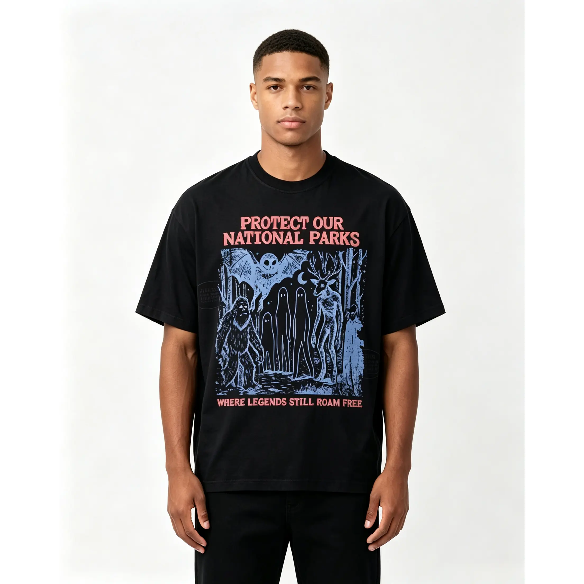 Cryptid National Parks T-Shirt, 90s Protect Our Parks Vintage Camping Hiking Tee, Retro Wanderlust Bigfoot Design, Fantasy Creature Lover Gift, Unisex Outdoor Streetwear, Birthday Gift Holiday Gift