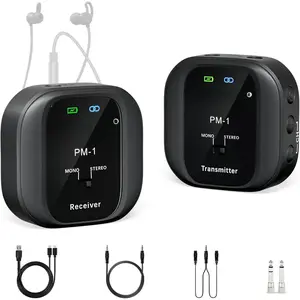 PM-1  in-Ear  System - UHF 500MHz, No Delay,  Audio, Beltpack Transmitter & Receiver, 10 Channels, Mono/Stereo Selection, IEM for Live Performance, Studio, Bands