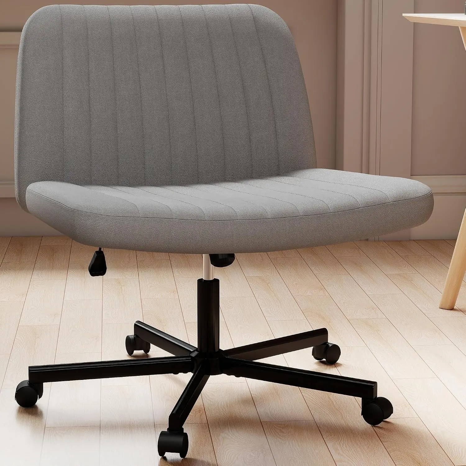 Criss Cross Chair,Office Desk Chair with Wheels,Grey | Plus Size Viral Vanity Legged Chair,Bedroom