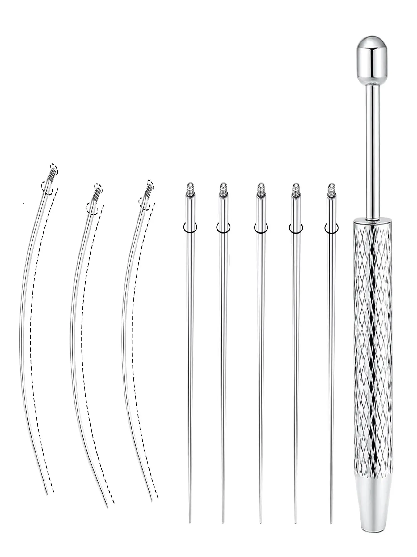 9-Piece Titanium Steel Piercing Kit, Body Piercing Tools, External Thread Guide Rod, Easy Installation and Removal, Belly Button, Ear, Nose Jewelry Tools