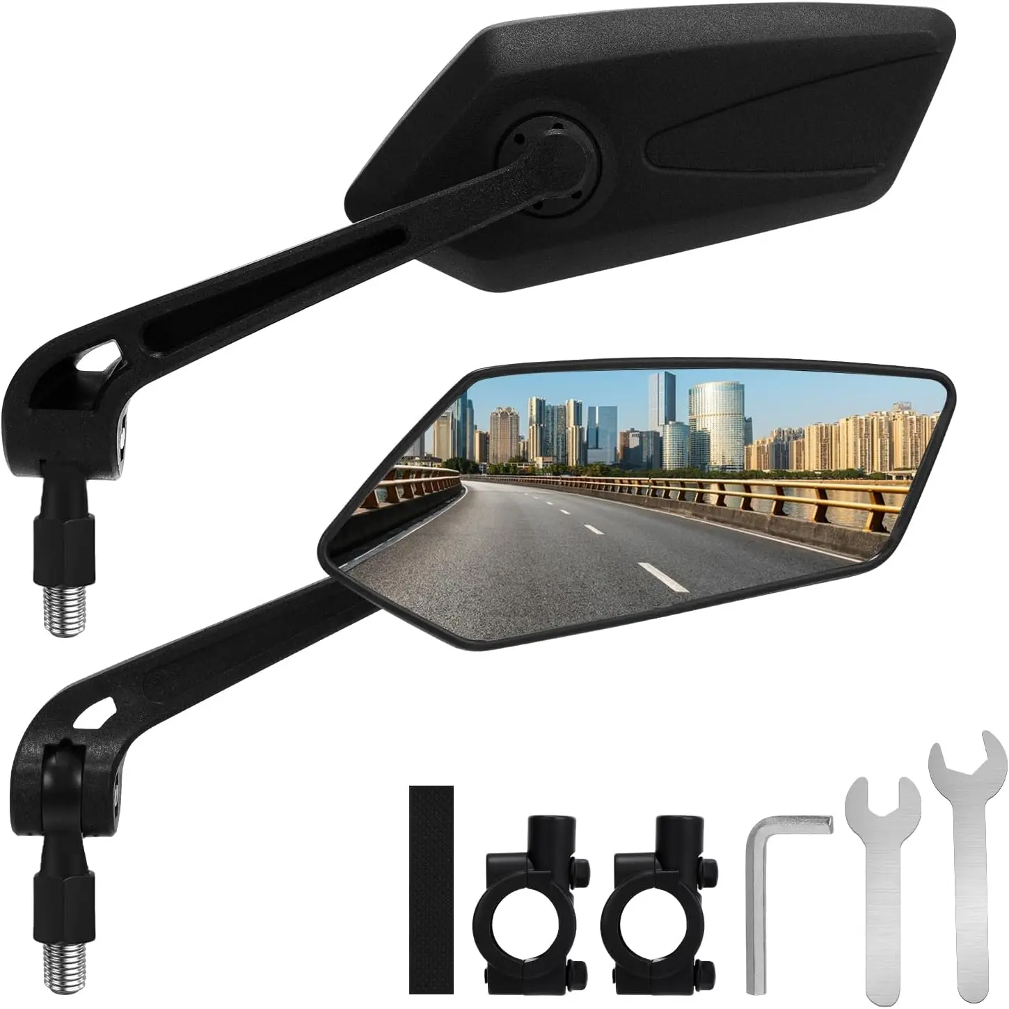 1 Pair Bike Mirror Handlebar Mount, Rear View Mirror for Mountain Road Dirt Bike Motorcycle Electric Scooter, Bicycle Bar End Rearview Mirrors E Ebike Side Mirror Accessories