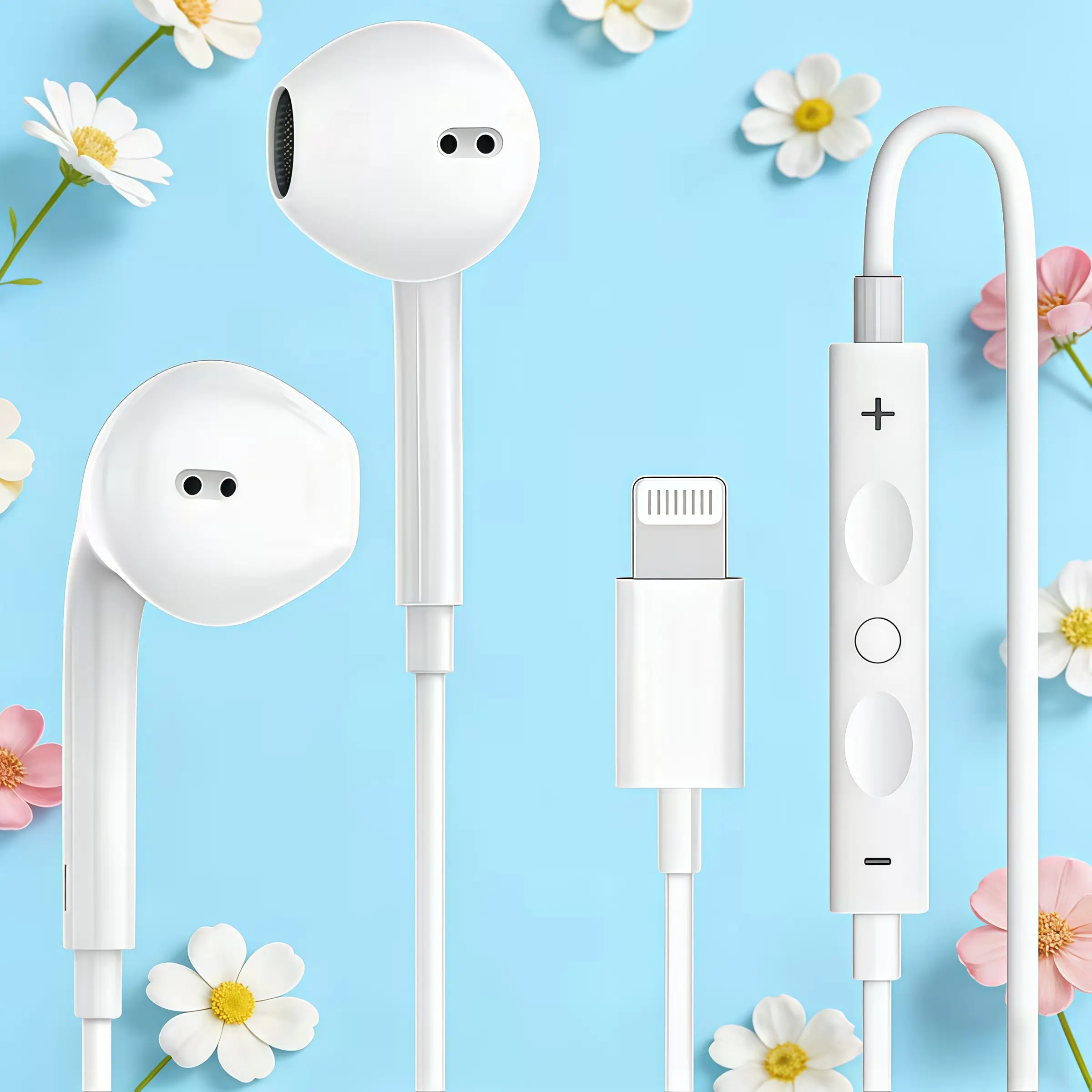 1PC Lightning Connector Wired Earphones, Wired Electronic Earphones, Need Turn On Phone Bluetooth to Connect, With Inline Mic Volume Control Stereo Headset for Music Online Class Workout Gaming Phone Call Compatible for iPhone 14-7 & iPad