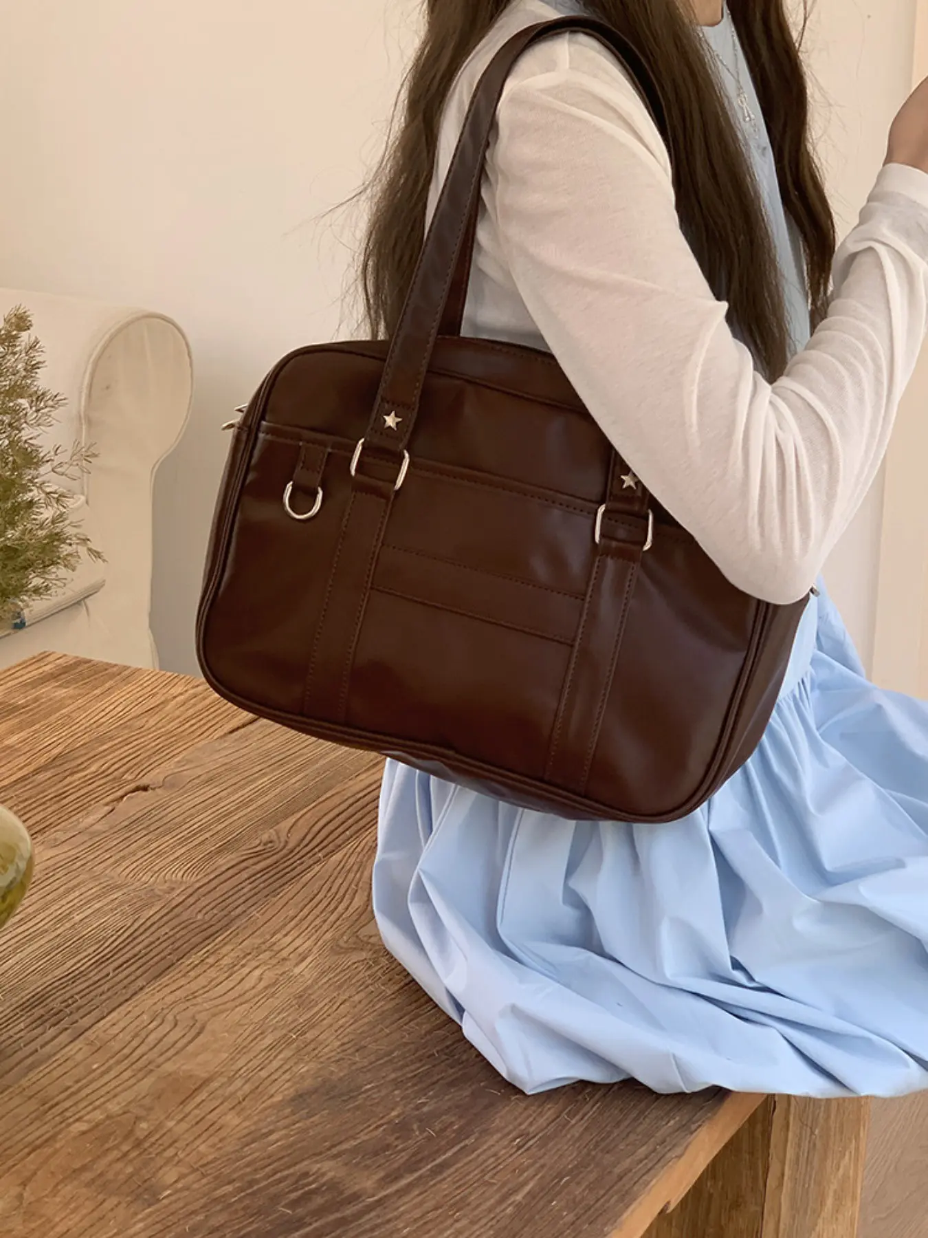 2026 New College Style Jk Uniform Bag, Crossbody Commuter Simple Handbag, Tote Bag Without Accessories, Preppy Style, All Seasons