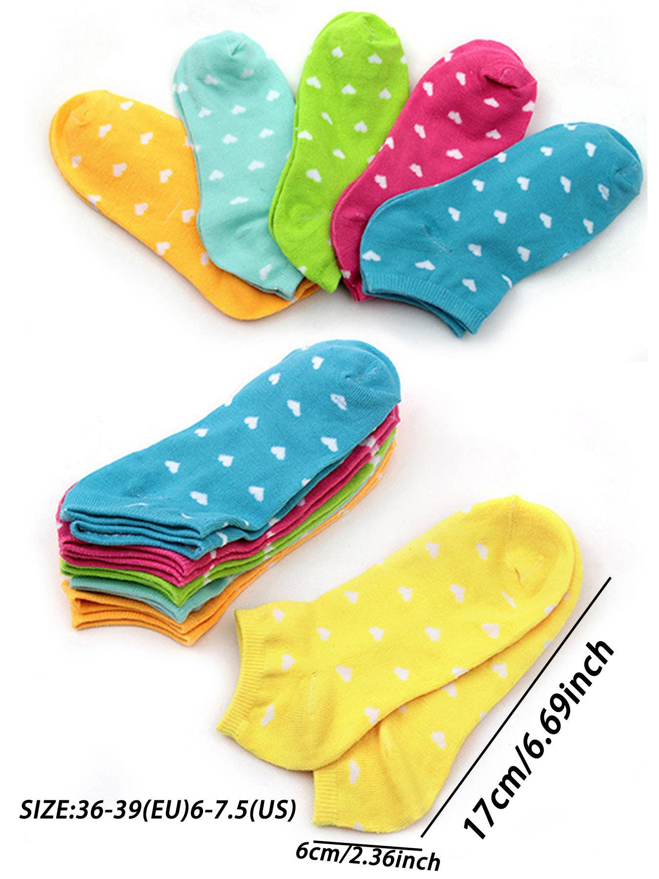 Women's Heart & Striped & Bowknot Print Ankle Socks, Cute Textured Socks, Casual Comfy Breathable Candy Colored Socks for Daily Wear, Ladies Socks for All Seasons, Womenswear
