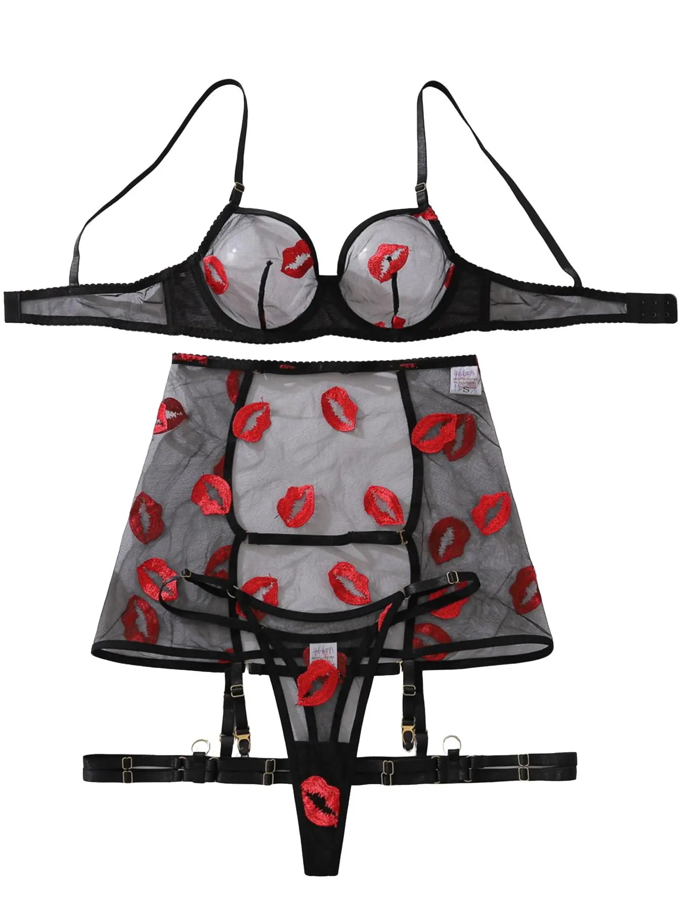 Date Night Temptress: Sheer Mesh Garter Set for Intimate Romantic Moments