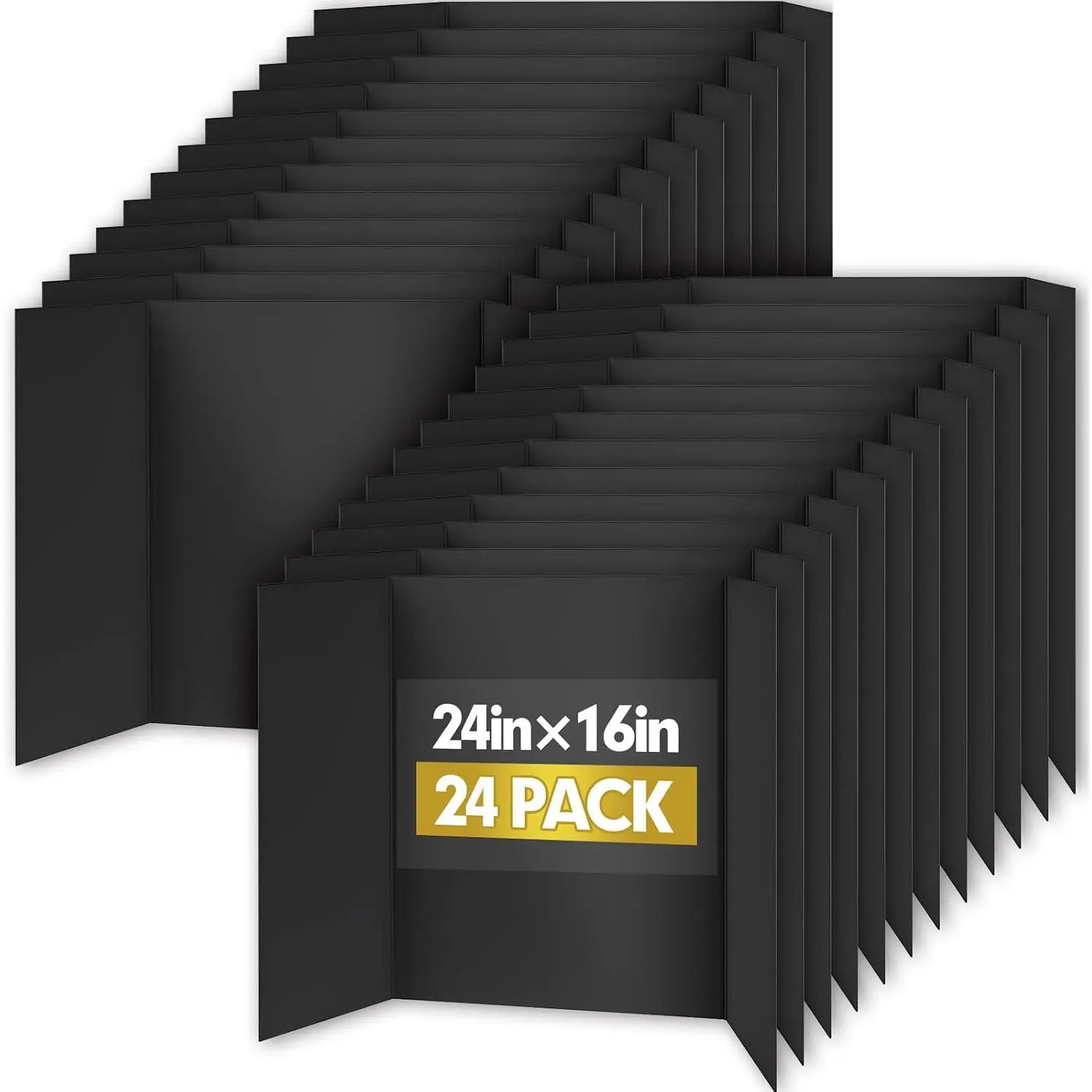 Trifold Poster Board,24 Pack 24" x 16" Black Corrugated Poster Boards,Display Board, for School Projects, Science Fairs, Event Displays, and Business Presentations