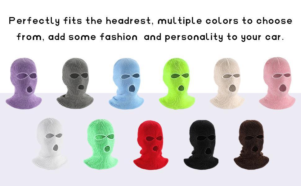2 PCS Car Headrest Cover, Personalized Funny Car Seat Full Face Mask, Ski Mask Wrap Protection for Auto Front Seat Rest Decoration, Universal Interior Car Accessories (White) 2 PCS Car Headrest Cover, Personalized Funny Car Seat Full Face Mask, Ski Mask Wrap Protection for Auto Front Seat Rest Decoration, Universal Interior Car Accessories (White)