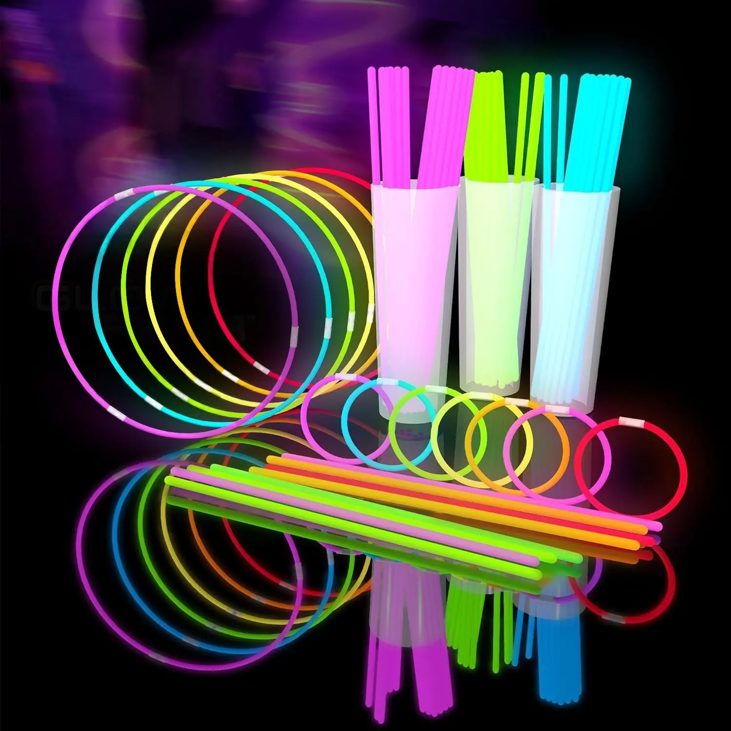 Glowsticks Bulk 1200pcs Party Pack includes 600 8" Glow Sticks and 600 connectors, Bracelets and Necklaces, DIY Costume , Light Sticks, for Concert, Wedding and Birthday, Multicolorfidget toys