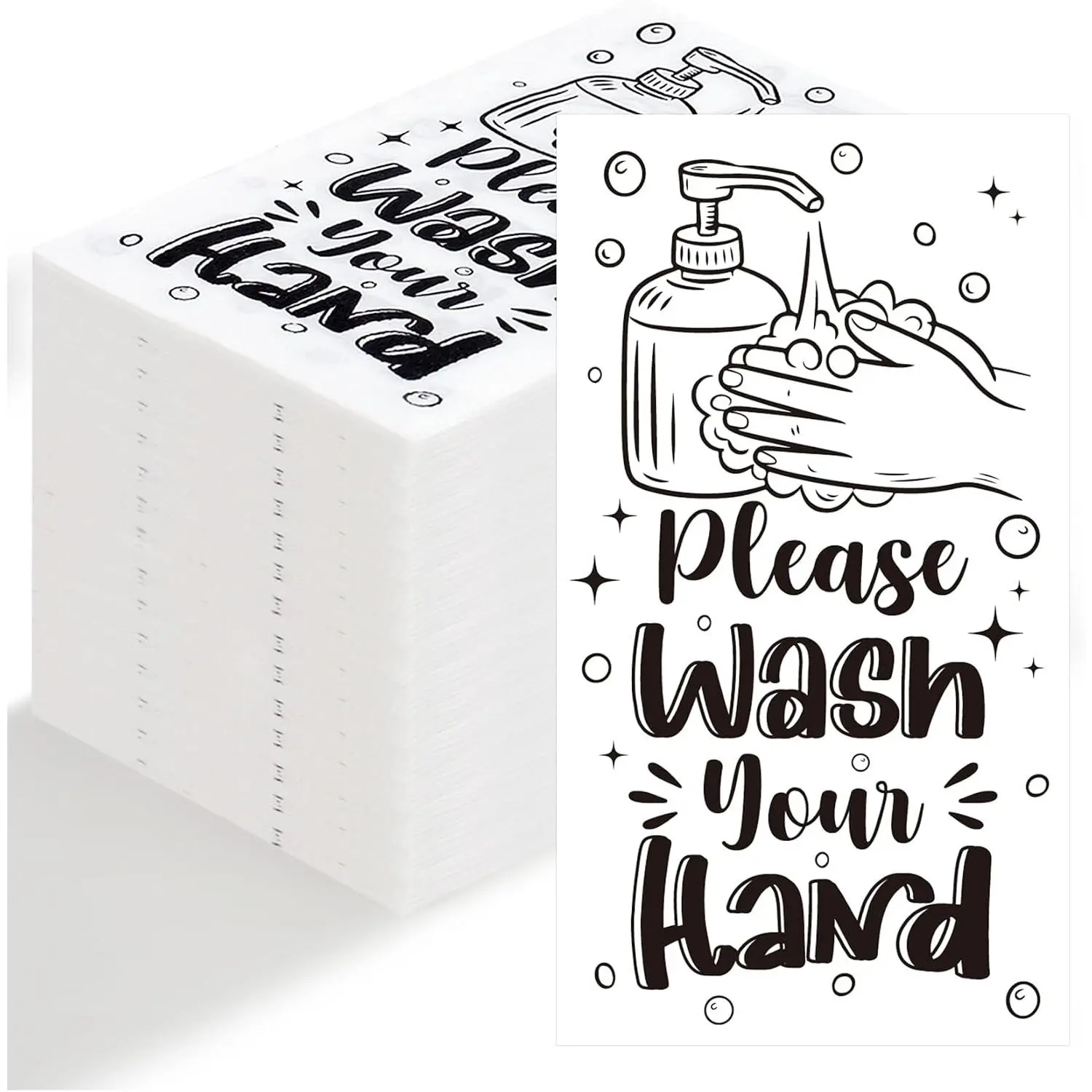 Disposable Hand Towels for Bathroom, 100 count Wash Your Hands Paper Napkins, Bathroom Etiquette Napkins Guest Disposable, Paper Towels Napkin for  Room Wedding Birthday Anniversary  Shower